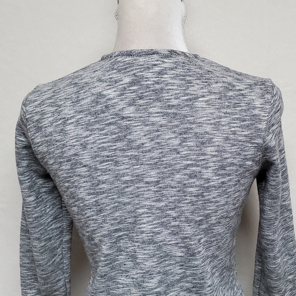 MATILDA Jane Afternoon Drive Heather Grey Knit Floral Trim Cropped Moto Jacket - Picture 11 of 13